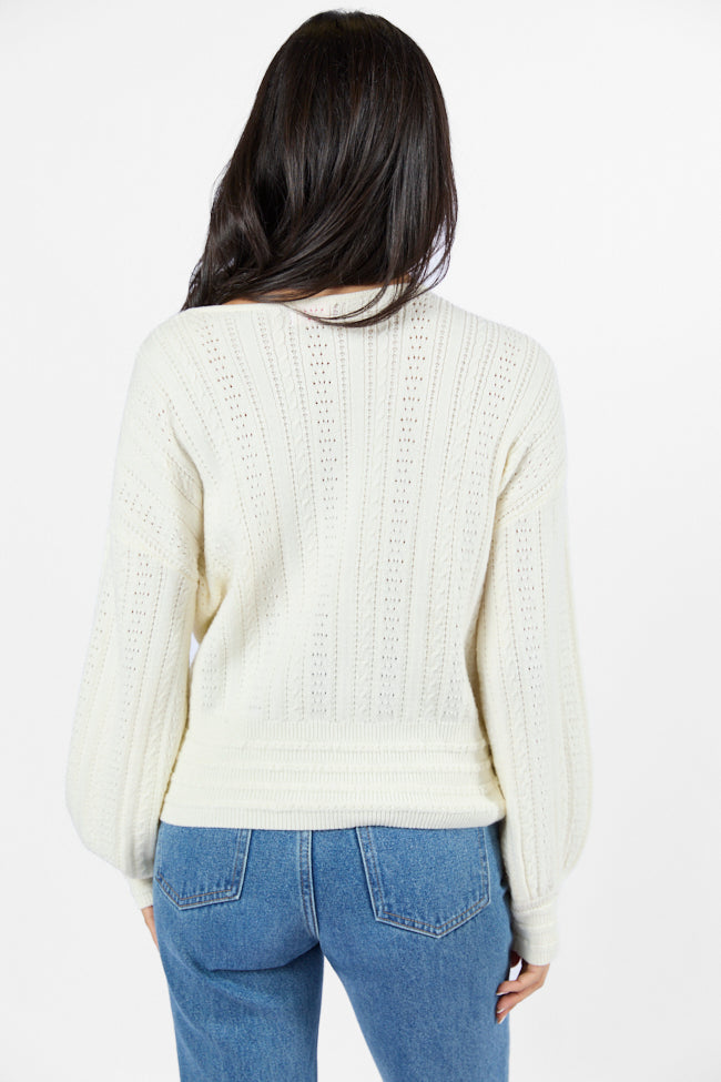 With Love Ivory Wrap Pointelle Sweater FINAL SALE-Sunny Prom