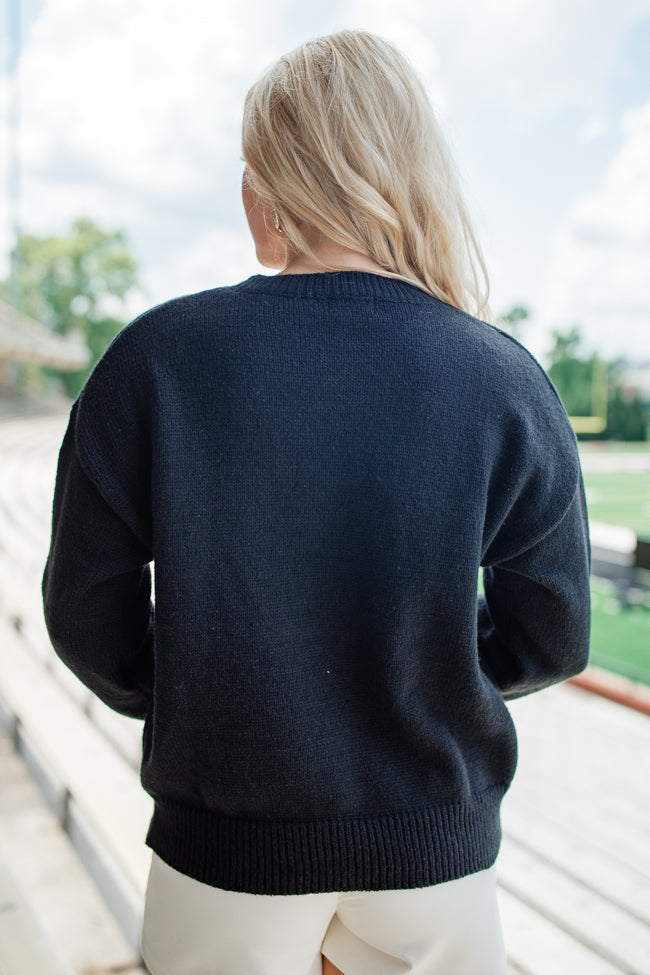 Pass It To Me Black Stitched Sweater FINAL SALE-Sunny Prom