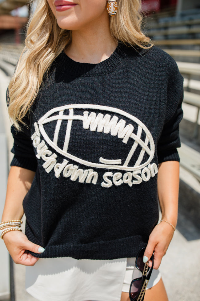 Pass It To Me Black Stitched Sweater FINAL SALE-Sunny Prom