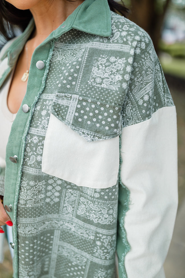Better Together Olive Paisley Shacket FINAL SALE-Sunny Prom