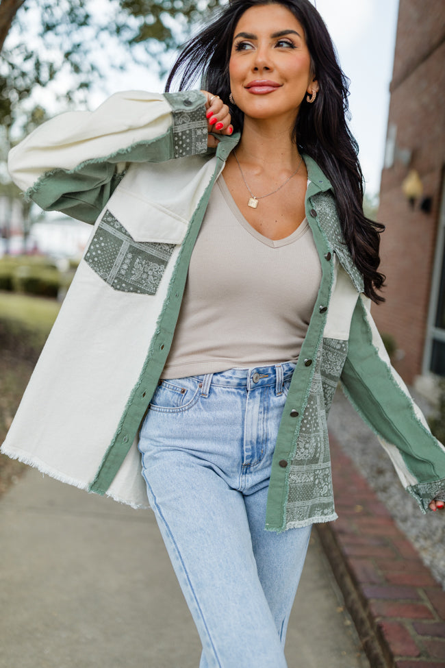 Better Together Olive Paisley Shacket FINAL SALE-Sunny Prom