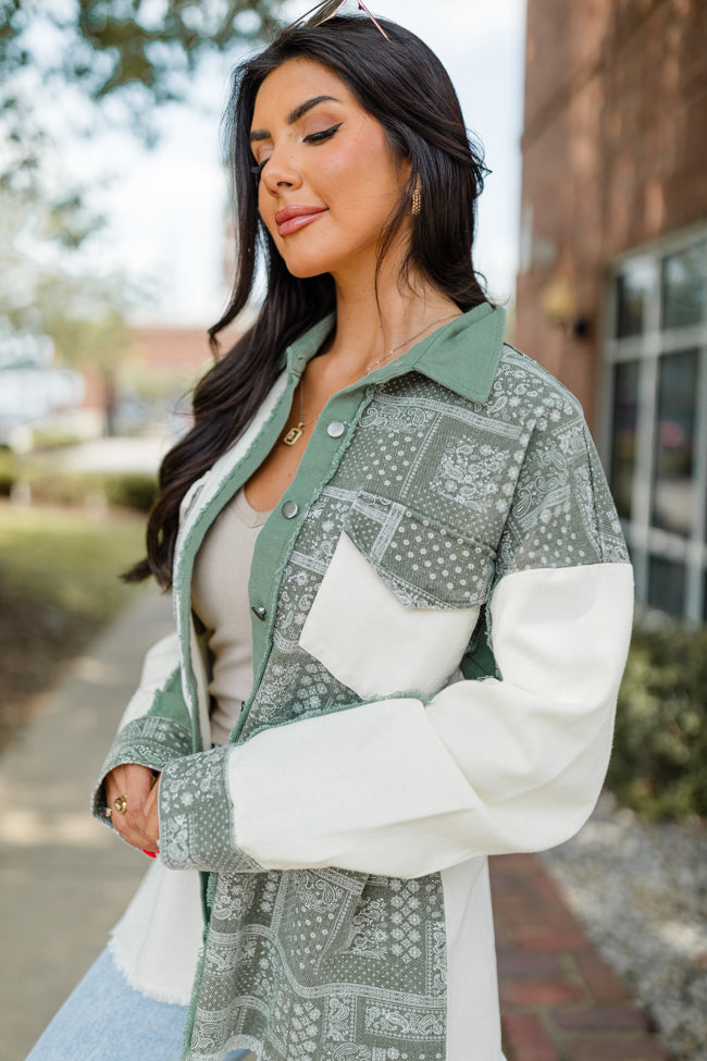 Better Together Olive Paisley Shacket FINAL SALE-Sunny Prom