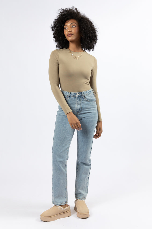 Lucky Me Olive Crew Neck Bodysuit FINAL SALE-Sunny Prom
