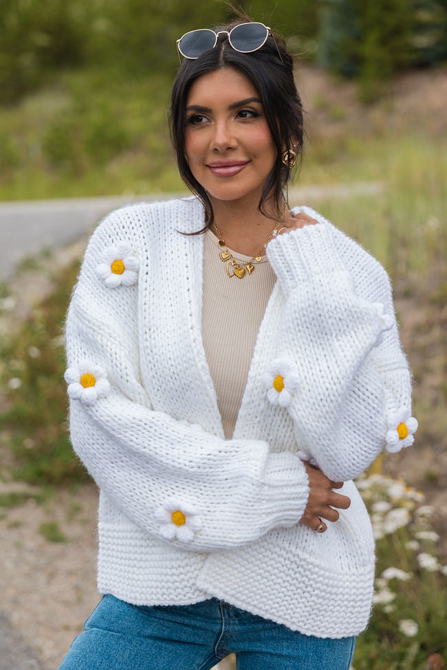 The Way I Feel Ivory Floral Applique Cardigan FINAL SALE-Sunny Prom