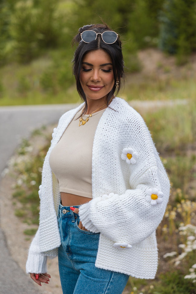 The Way I Feel Ivory Floral Applique Cardigan FINAL SALE-Sunny Prom