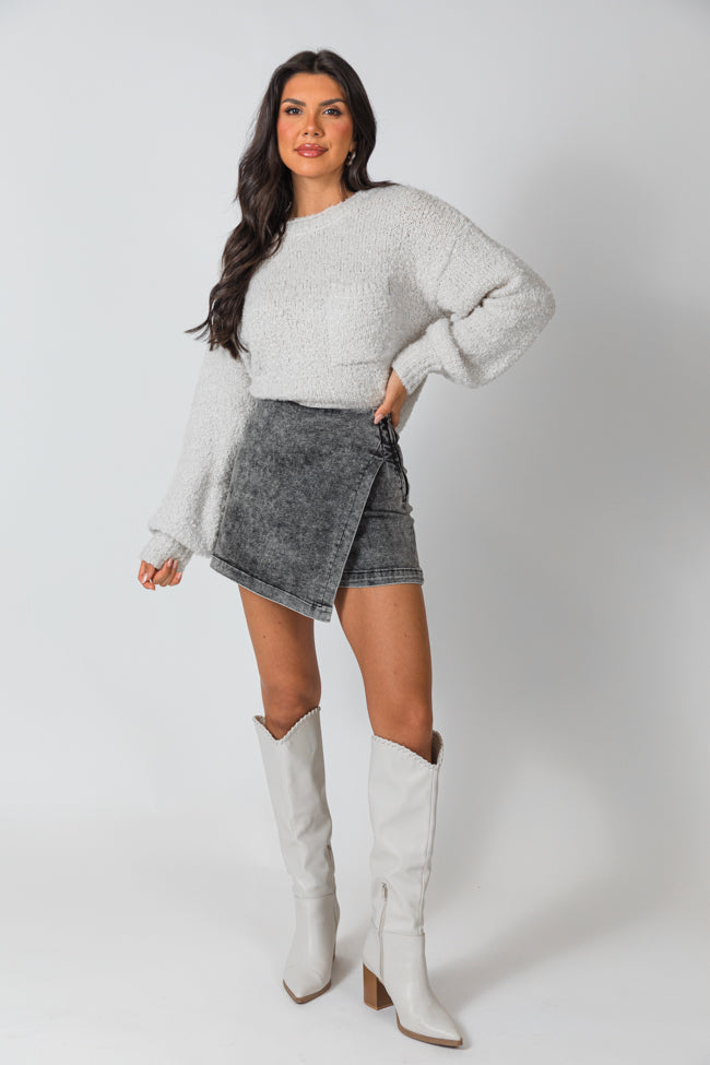 My Favorite Black Acid Wash Denim Skort-Sunny Prom