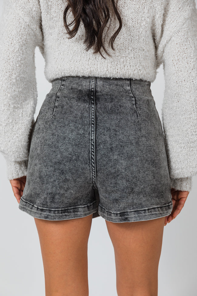 My Favorite Black Acid Wash Denim Skort-Sunny Prom