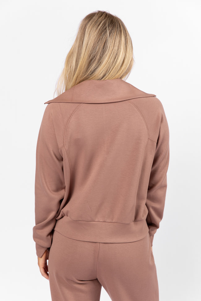 Let's Just Stay Mocha Quarter Zip Knit Pullover FINAL SALE-Sunny Prom