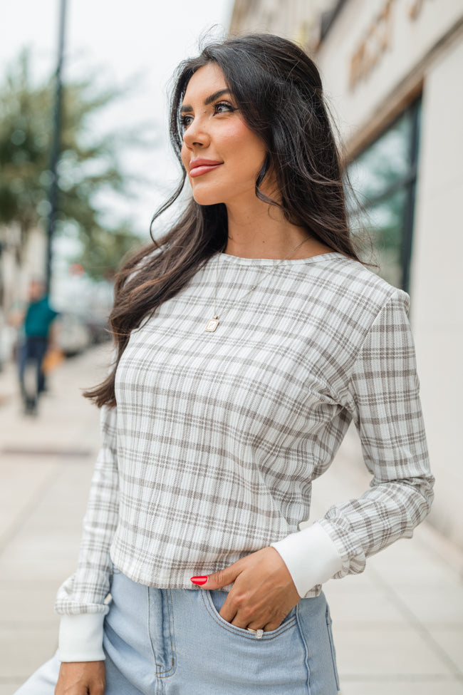 Layers Of Love In Plaid To Be Here Waffle Layering Top FINAL SALE-Sunny Prom