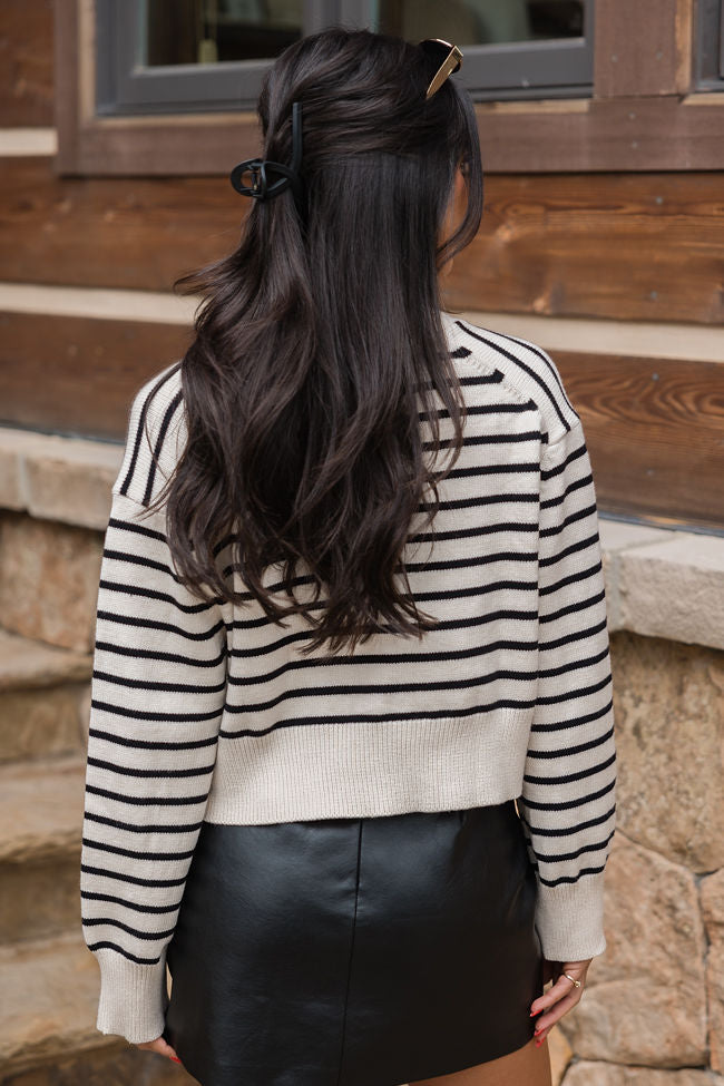 Back In Style Beige and Black Striped Cardigan FINAL SALE-Sunny Prom