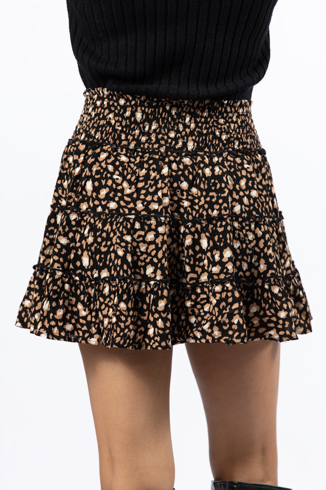 Through The Garden Black Leopard Mini Skort FINAL SALE-Sunny Prom