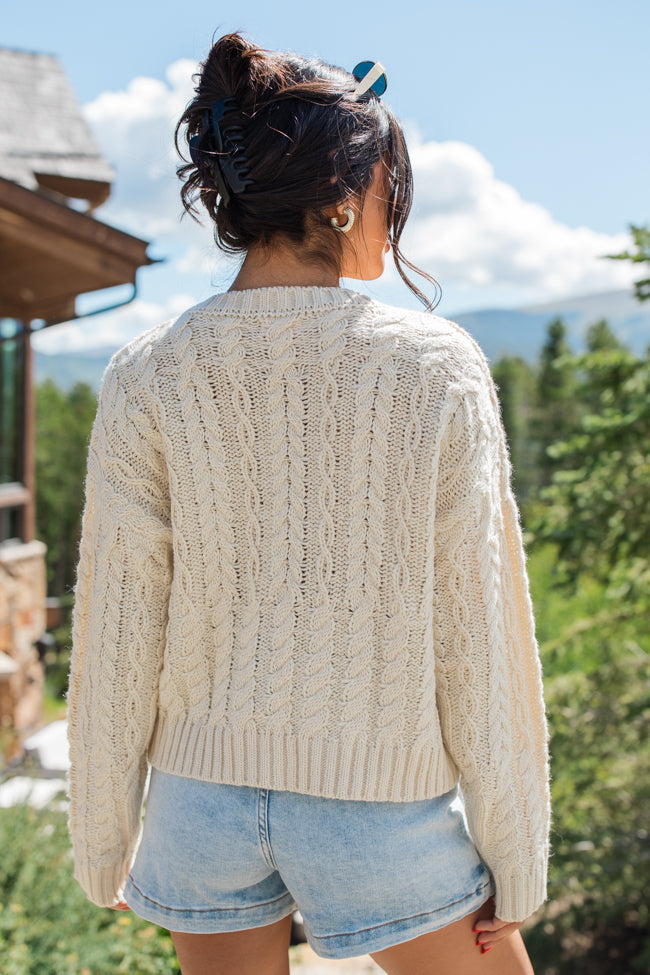 Fall Sentiments Cream Cable Knit Crew Neck Sweater FINAL SALE-Sunny Prom