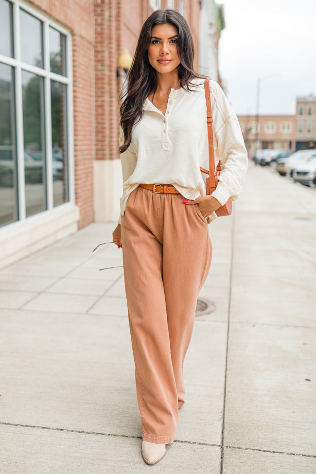 Like Me Again Cream Contrast Stitch Henley FINAL SALE-Sunny Prom