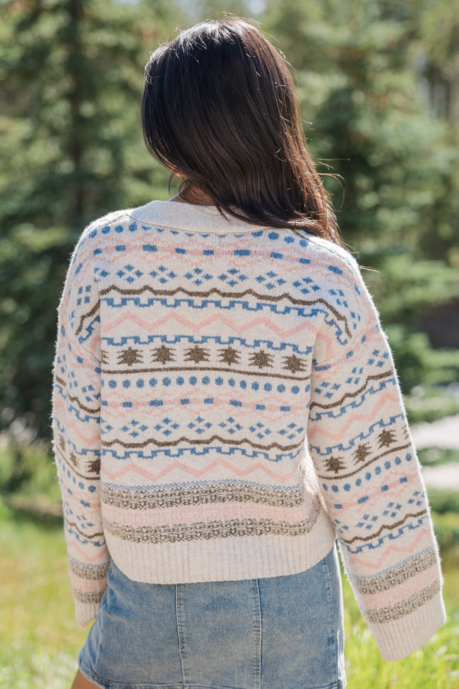 Fair and Square Beige Multi Fair Isle Cardigan FINAL SALE-Sunny Prom