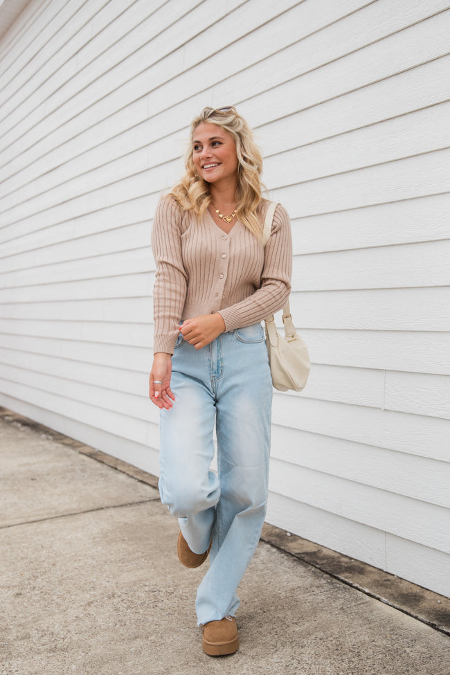 What You Needed Taupe Ribbed Cardigan FINAL SALE-Sunny Prom