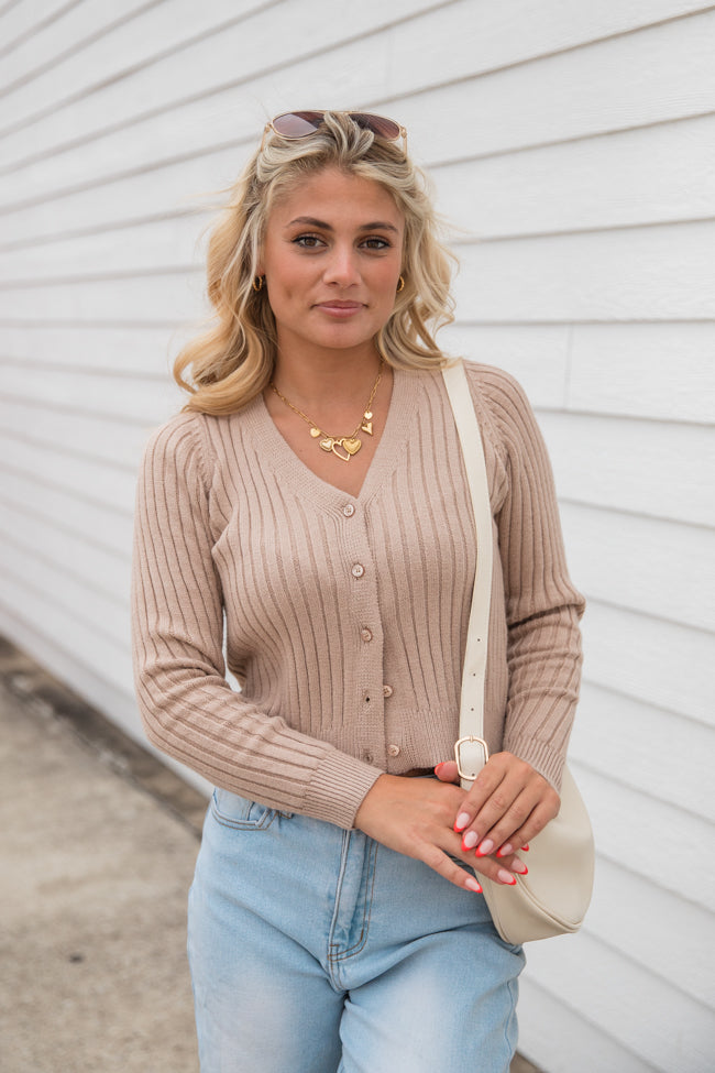 What You Needed Taupe Ribbed Cardigan FINAL SALE-Sunny Prom