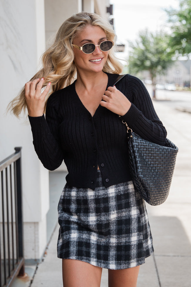 What You Needed Black Ribbed Cardigan FINAL SALE-Sunny Prom