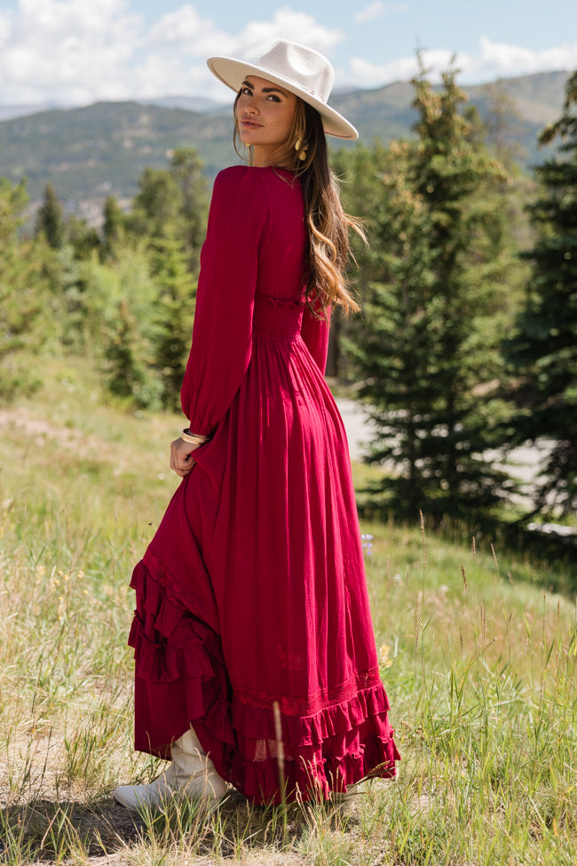 Lucky to Have You Wine Maxi Dress SALE-Sunny Prom