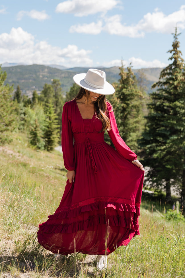 Lucky to Have You Wine Maxi Dress SALE-Sunny Prom