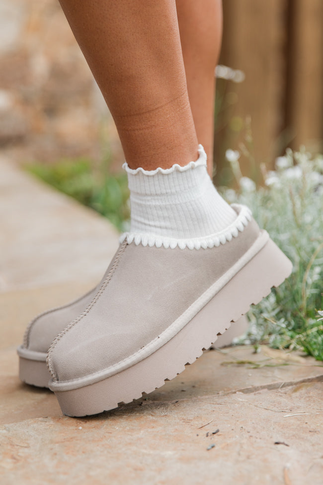 Gabbie Grey Embroidered Slippers FINAL SALE-Sunny Prom