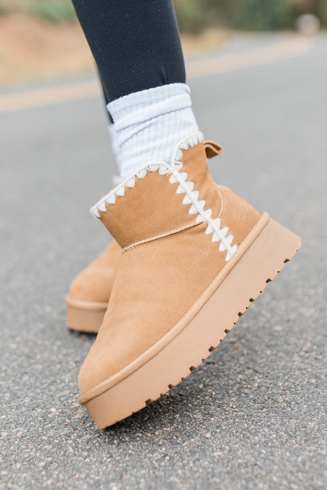 Cassie Chestnut Embroidered Mini Boots FINAL SALE-Sunny Prom