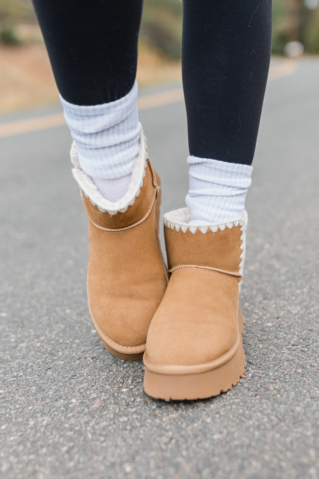 Cassie Chestnut Embroidered Mini Boots FINAL SALE-Sunny Prom