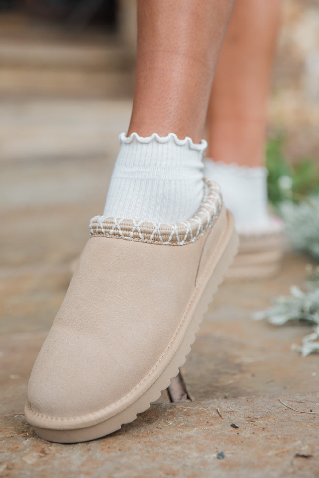 Sydney Light Beige Short Slip-On Booties FINAL SALE-Sunny Prom