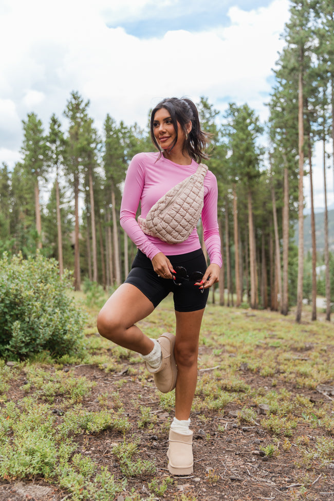 A Lovely Life Pink Fitted Long Sleeve Layering Tee FINAL SALE-Sunny Prom