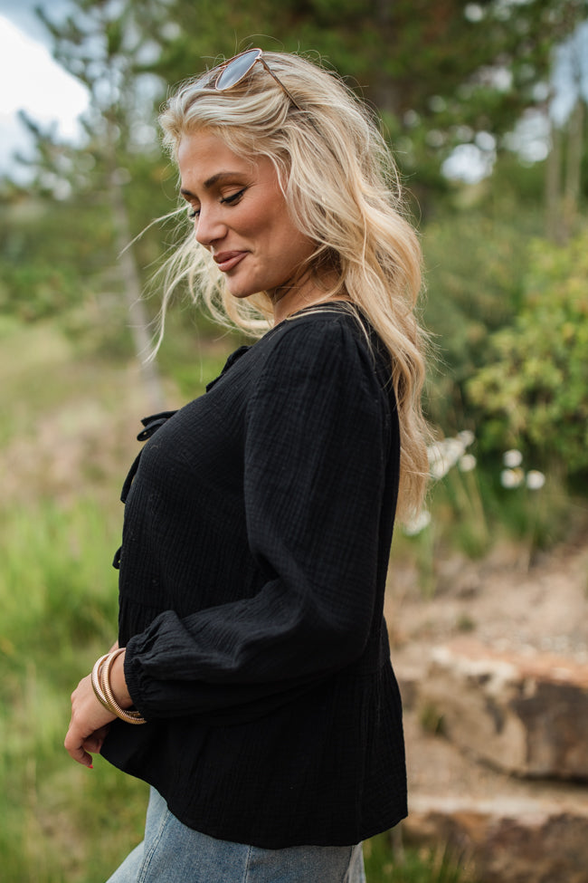 Close To Me Black Bow Detail Blouse FINAL SALE-Sunny Prom