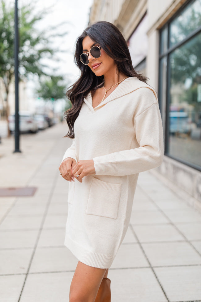 What It Seems Ivory Collared Sweater Dress FINAL SALE-Sunny Prom