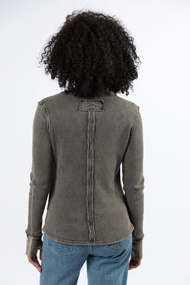 Make Your Choice Black Acid Wash Waffle Fitted Tee-Sunny Prom