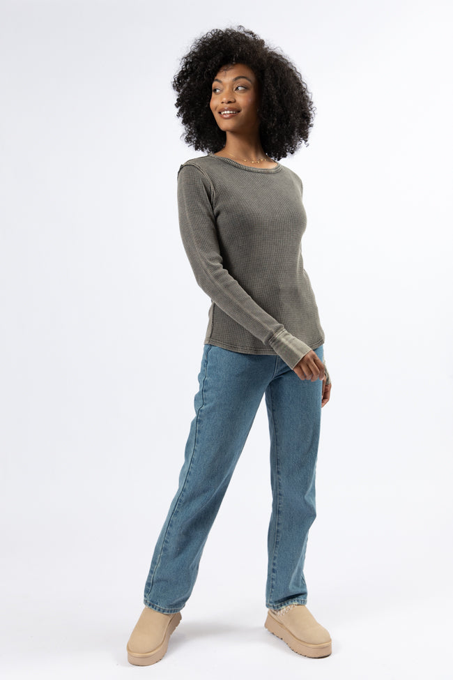 Make Your Choice Black Acid Wash Waffle Fitted Tee-Sunny Prom