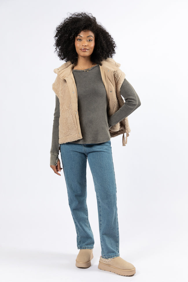 Make Your Choice Black Acid Wash Waffle Fitted Tee-Sunny Prom