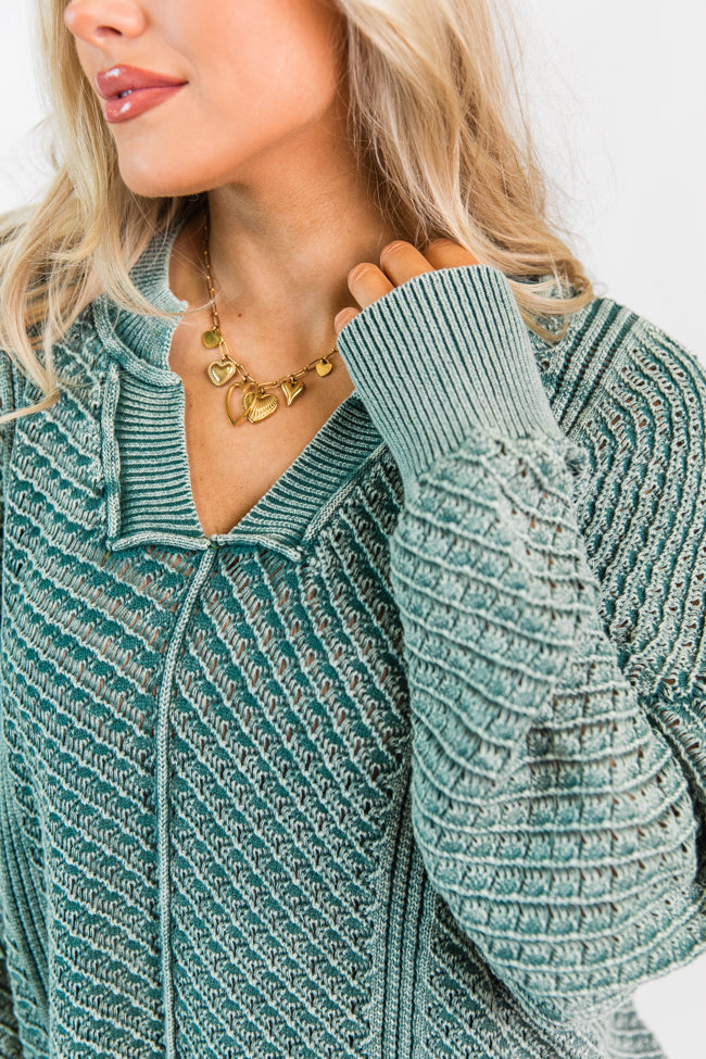 It's Too Easy Olive Acid Wash Sweater FINAL SALE-Sunny Prom