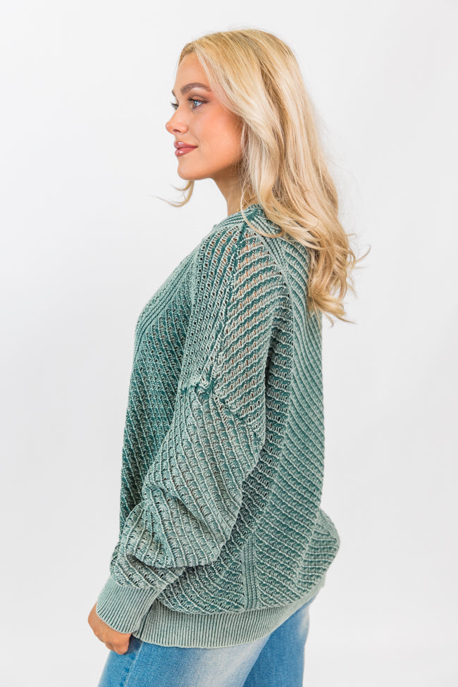 It's Too Easy Olive Acid Wash Sweater FINAL SALE-Sunny Prom
