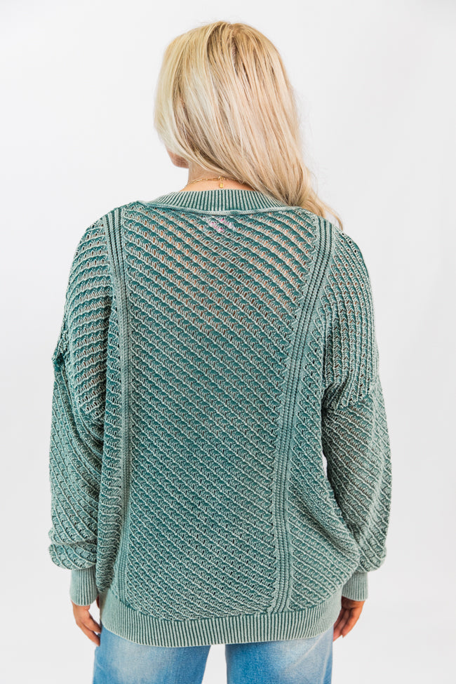 It's Too Easy Olive Acid Wash Sweater FINAL SALE-Sunny Prom