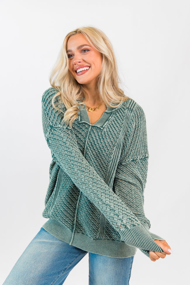 It's Too Easy Olive Acid Wash Sweater FINAL SALE-Sunny Prom