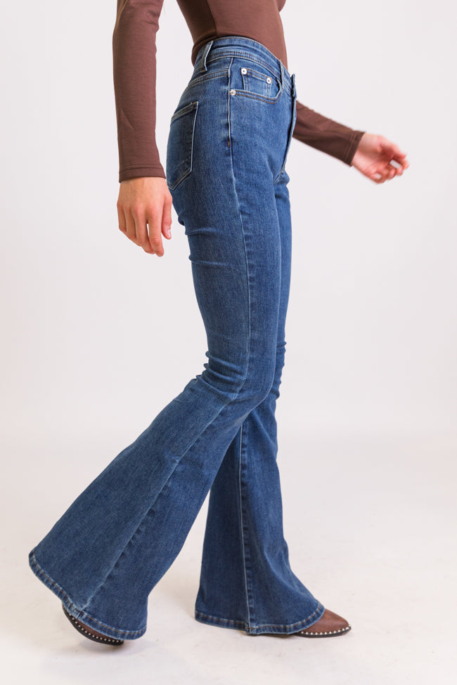 Maren Tall Dark Wash Stretchy Flare Jeans-Sunny Prom