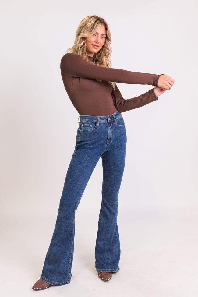 Maren Tall Dark Wash Stretchy Flare Jeans-Sunny Prom