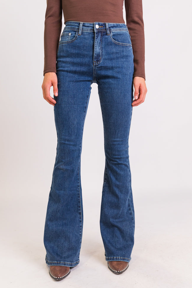 Maren Tall Dark Wash Stretchy Flare Jeans-Sunny Prom