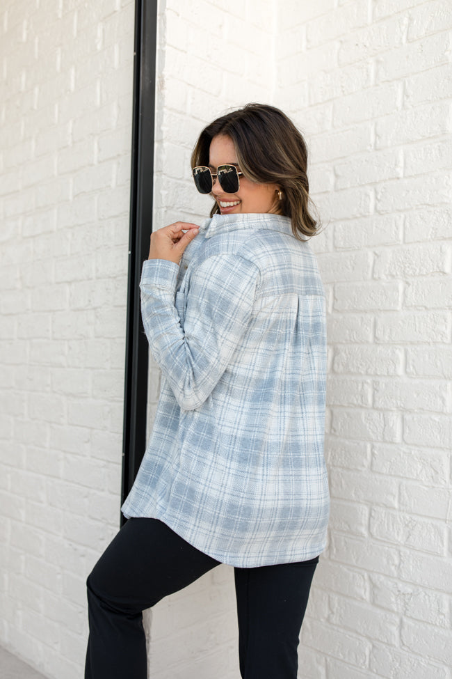 Left Wondering Grey Knit Plaid Shirt FINAL SALE-Sunny Prom