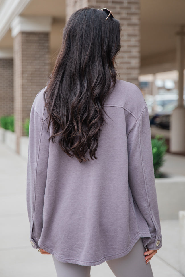 Learn As You Go Taupe Acid Wash Knit Shacket FINAL SALE-Sunny Prom