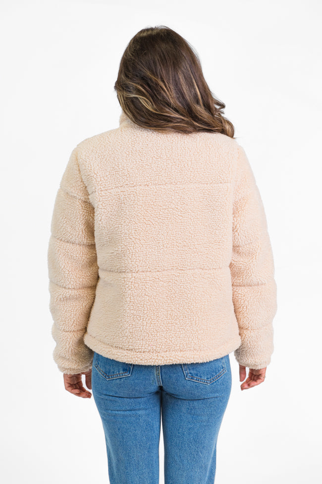 High Road Beige Sherpa Puffer Jacket FINAL SALE-Sunny Prom