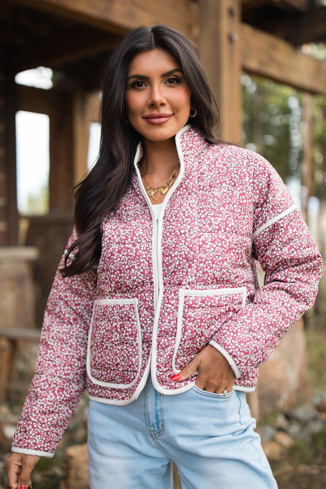 Set Me Free Berry Floral Quilted Jacket FINAL SALE-Sunny Prom