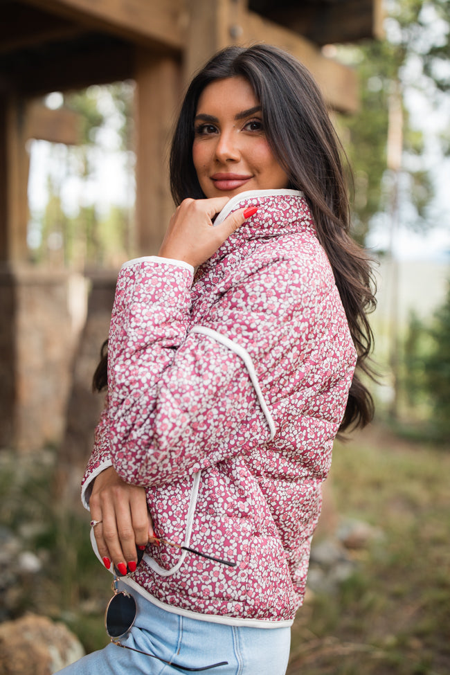 Set Me Free Berry Floral Quilted Jacket FINAL SALE-Sunny Prom