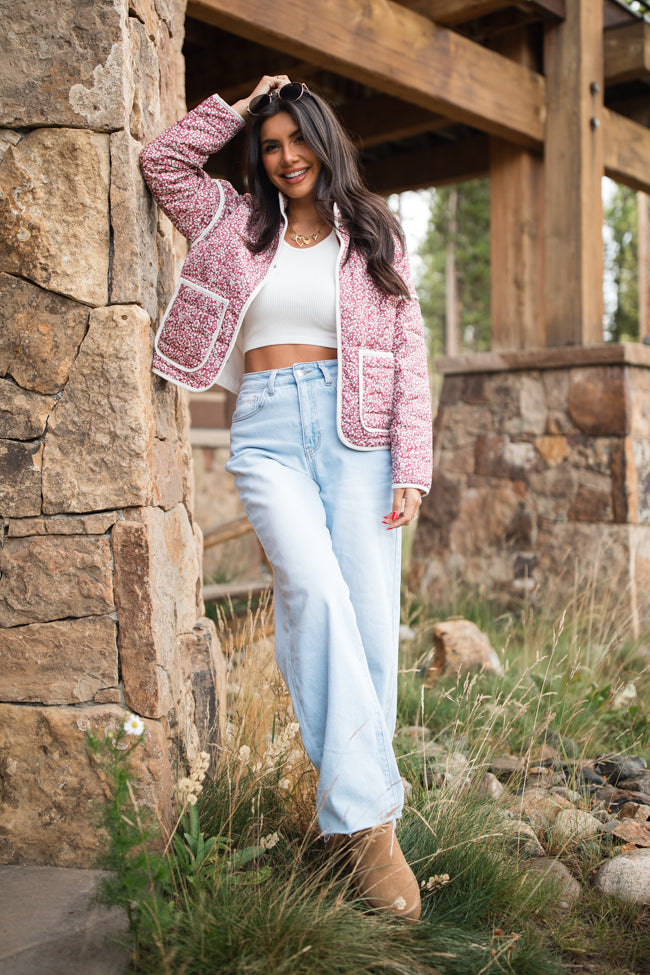 Set Me Free Berry Floral Quilted Jacket FINAL SALE-Sunny Prom