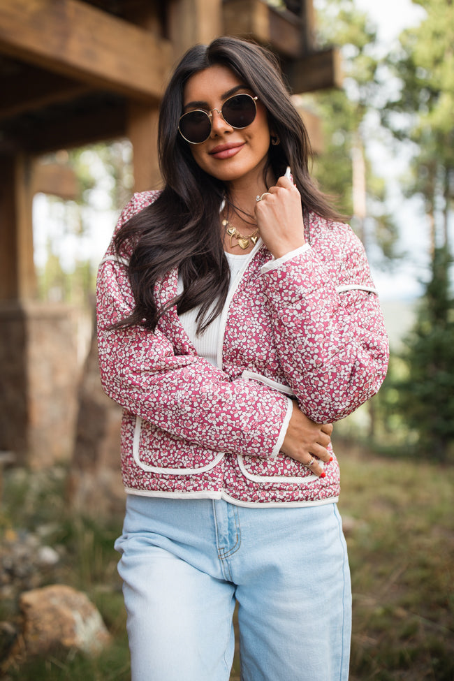 Set Me Free Berry Floral Quilted Jacket FINAL SALE-Sunny Prom