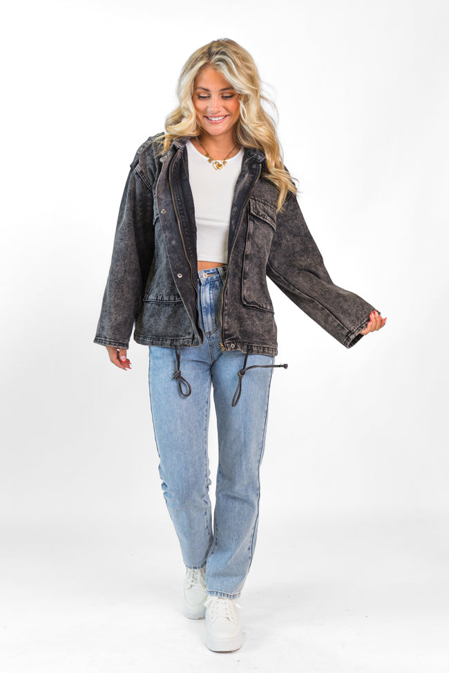 Mandie Washed Black Denim Jacket FINAL SALE-Sunny Prom