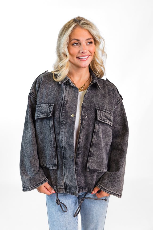 Mandie Washed Black Denim Jacket FINAL SALE-Sunny Prom