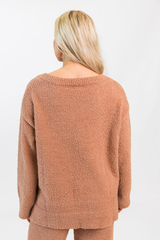 Dawn Teddy Fuzzy V-Neck Sweater FINAL SALE-Sunny Prom